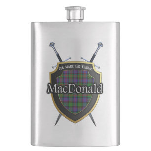 Flasque Bouclier et épées écossais de tartan de MacDona