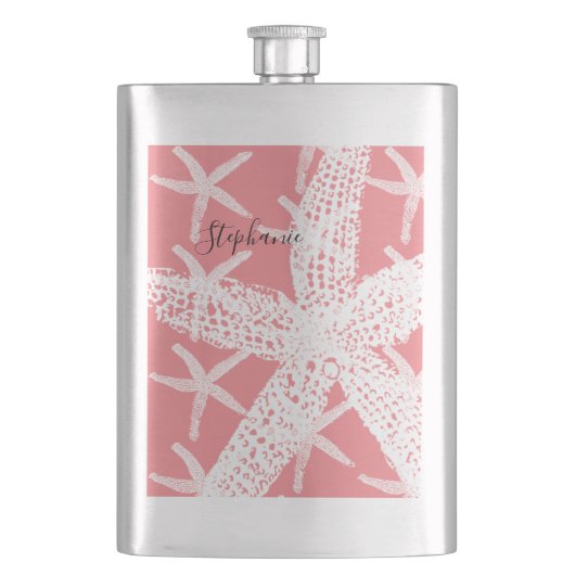 Flasque Bridemaid Cadeau Favoriser Starfish Motif Saumon r (devant)