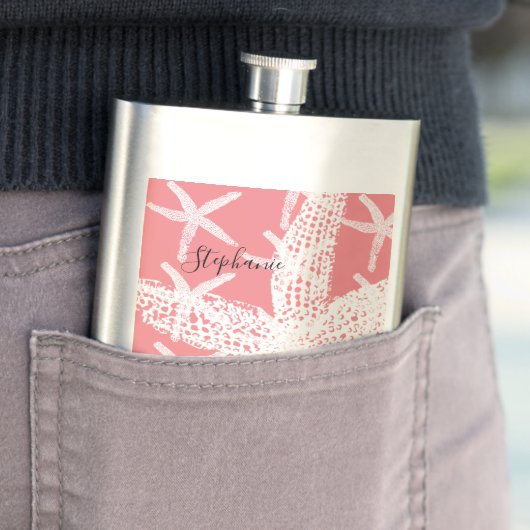 Flasque Bridemaid Cadeau Favoriser Starfish Motif Saumon r (En situation)