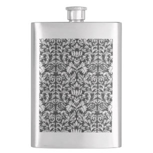 Flasque Brocard de dentelle en damas noir et blanc vintage