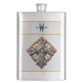 Flasque Broche Mystic Cross avec pierres bleues et vertes (devant)