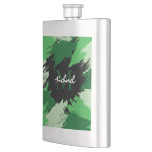 Flasque Brosse nuances de nom vert avec monogramme (Gauche)