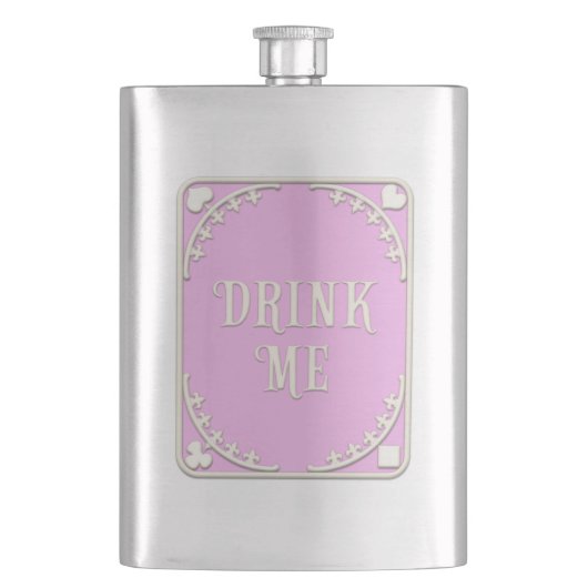 Flasque "Buvez-Moi" Wonderland Tea Party Emblem Rose migno (devant)