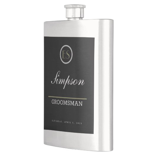 Flasque Cadeau personnalisé Monogram Groomsman (Gauche)
