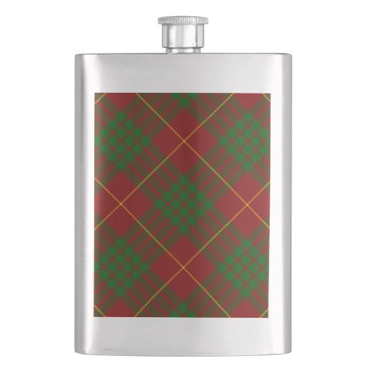 Flasque Cameron tartan rouge vert plaid (devant)
