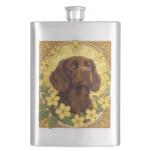 Flasque Caniche Et Fleurs Jaunes De Jasmin (devant)