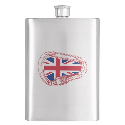 Flasque Carabiner pour grimper au drapeau britannique (devant)