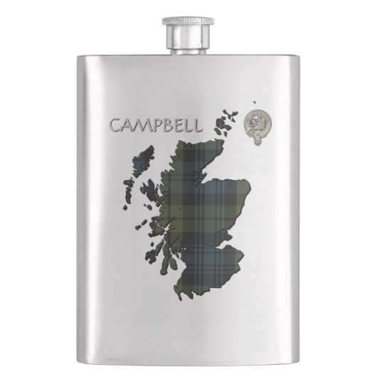 Flasque Carte Clan Campbell Crest & Tartan (devant)