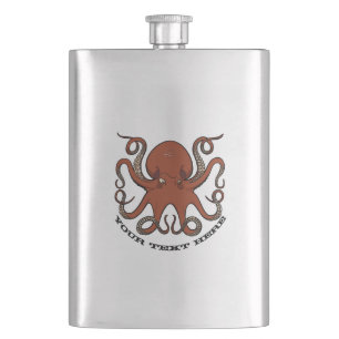 Flasque Cartographie de Tentacles de pieuvre rouge avec te