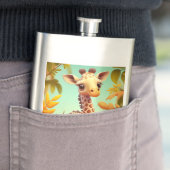 Flasque Cartoon Tropical Cute Baby Giraffe (En situation)