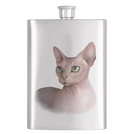 Flasque Cat 578 Sphynx white background (devant)