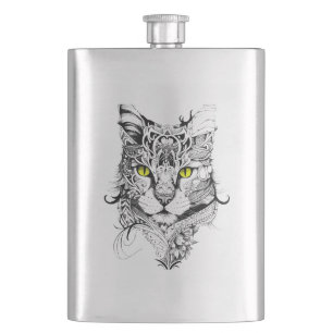 Flasque Cat Animaux Animaux Animaux Illustration Art tatou