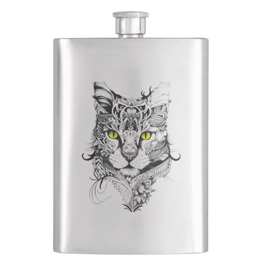 Flasque Cat Animaux Animaux Animaux Illustration Art tatou (devant)