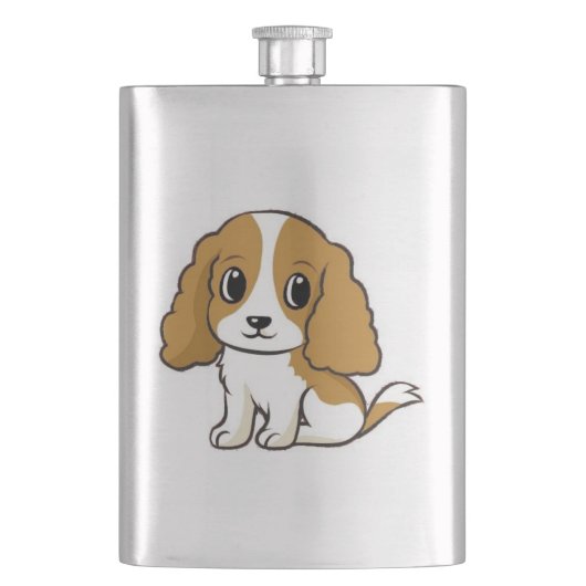 Flasque cavalier roi charles spaniel blenheim dessin animé (devant)