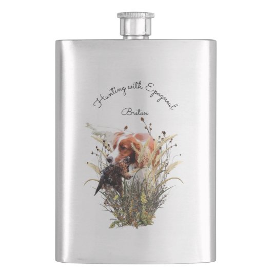 Flasque Chasse avec Epagneul Breton (devant)