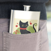 Flasque Chat noir festif (En situation)