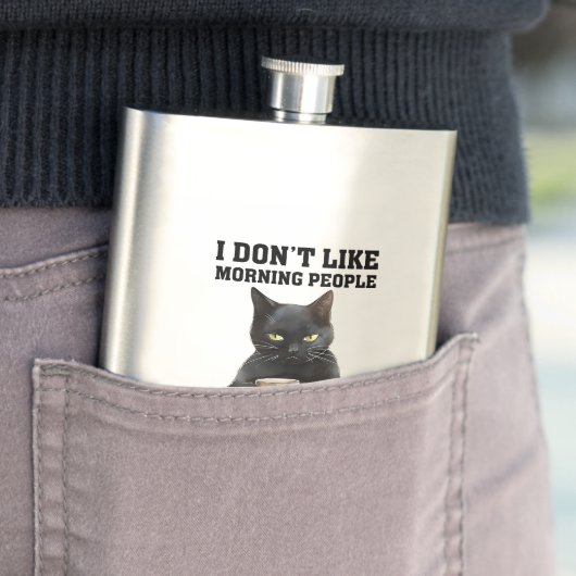 Flasque Chat noir grumeux (En situation)