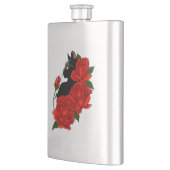 Flasque Chat noir Roses rouges pourpres (Gauche)