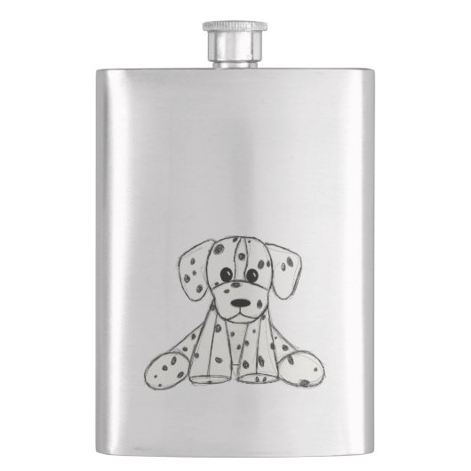 Flasque Chien en dalmate dessin simple noir (devant)