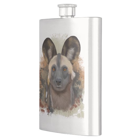 Flasque Chien sauvage africain Abstrait Paint Splatter Fau (Gauche)