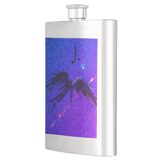 Flasque Chiffre à ailes foncées volant à travers l'espace (Gauche)