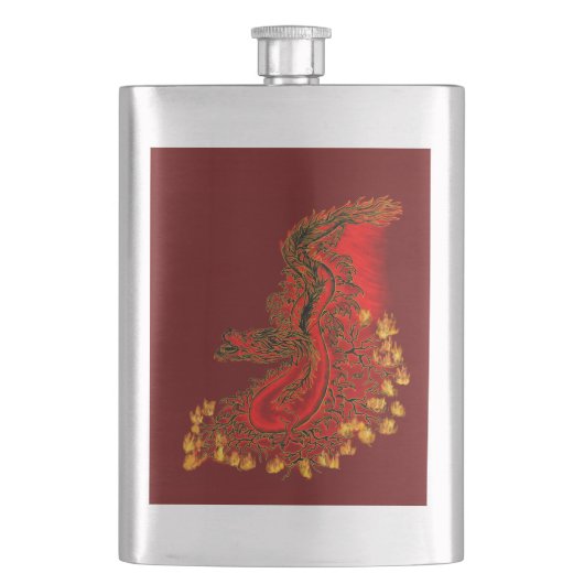 Flasque Chine Dragon rouge et or design (devant)
