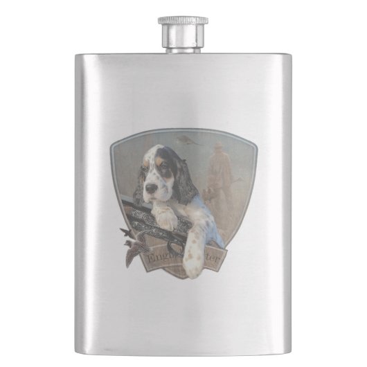 Flasque Chiot de Setter anglais avec fusil de chasse class (devant)