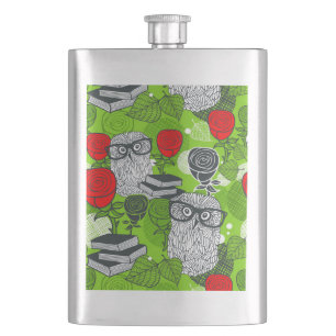 Flasque Chouette en roses rouges