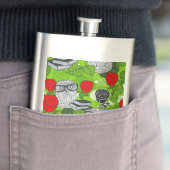 Flasque Chouette en roses rouges (En situation)