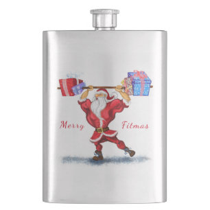 Flasque Christmas Flask Bodybuilder Santa with Gifts Fun