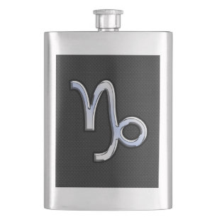 Flasque Chrome comme Capricorn Symbole Zodiaque sur la pea