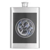 Flasque Chrome Dragon Crest noir Carbone Fibres Impression (devant)