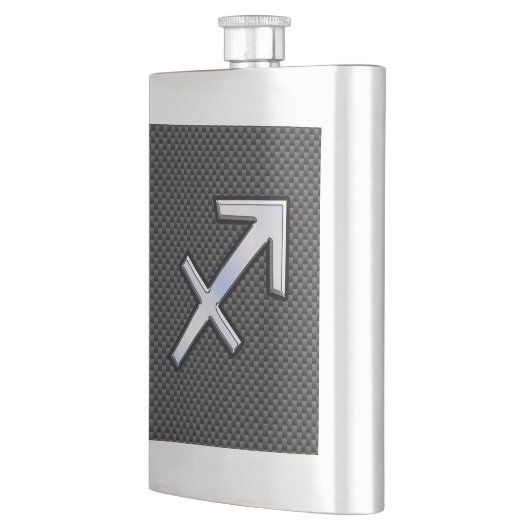 Flasque Chrome Like Sagittarius Sign Carbon Fiber Print (Gauche)