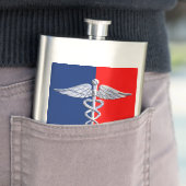 Flasque Chrome Style Caduceus Médicale Symbole Ligue (En situation)