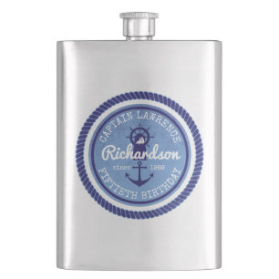 Flasque cinquantième Capitaine Nautical Rope Anchor Helm