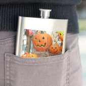 Flasque Citrouille halloween Jack-o'-lantern orange citrou (En situation)