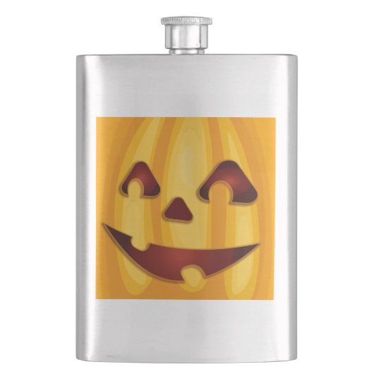 Flasque Citrouille sculpté souriant design Halloween (devant)