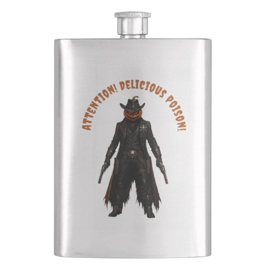 Flasque Citrouille sinistre Sheriff Cowboy Jack-o'-Lantern (devant)