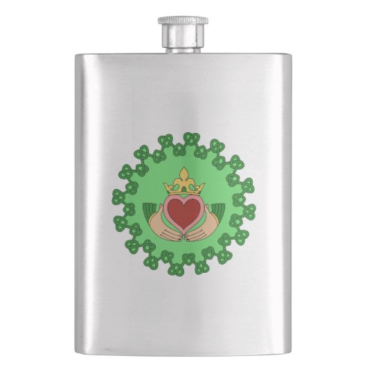Flasque Claddagh et Green Knotwork (devant)