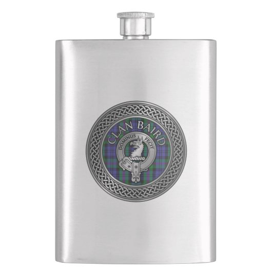 Flasque Clan Baird Crest & Tartan Knot (devant)