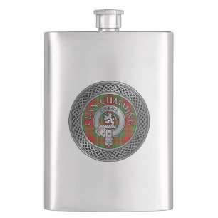 Flasque Clan Cumul Crest & Tartan Knot Flask