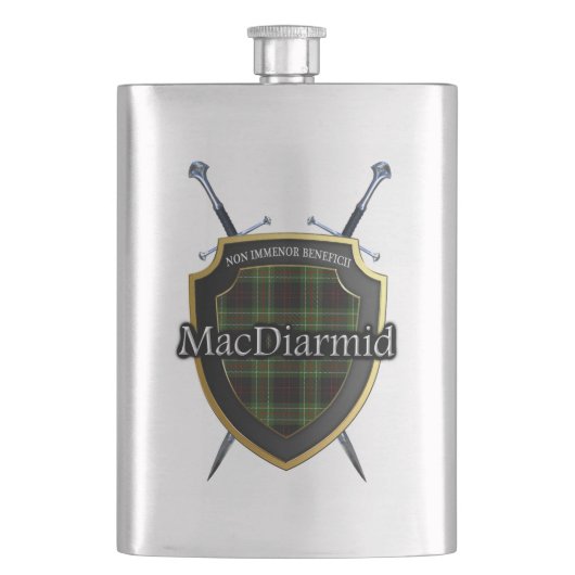 Flasque Clan écossais MacDiarmid Tartan Shield et épées (devant)