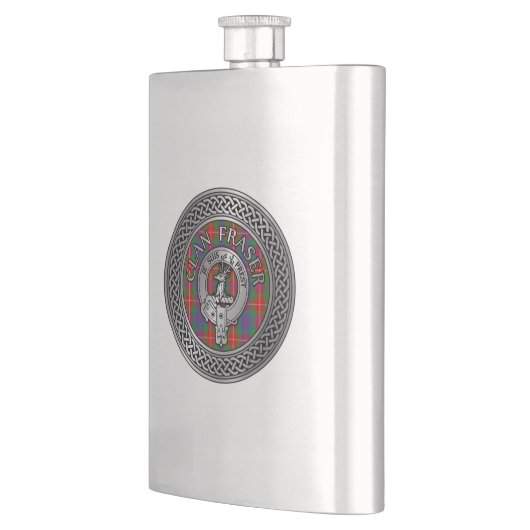 Flasque Clan Fraser Crest & Tartan Knot Flask (Gauche)