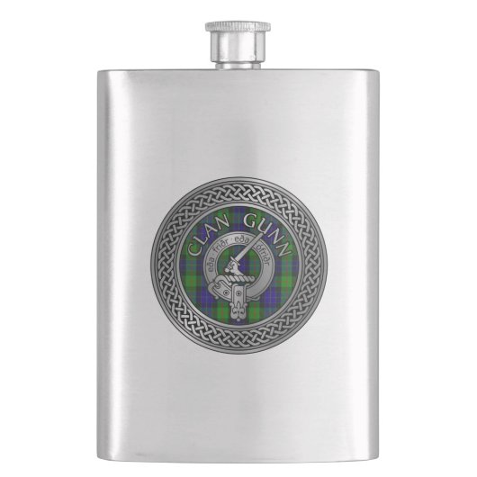 Flasque Clan Gunn Crest & Tartan Knot Flask (devant)