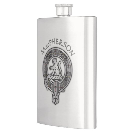 Flasque Clan MacPherson Crest & Tartan Flask (Gauche)