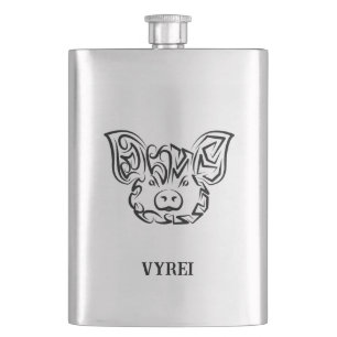 Flasque Cochon tribal noir et blanc