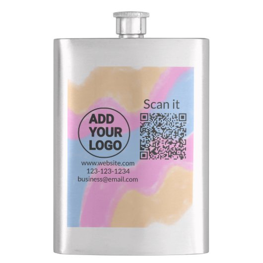 Flasque Code QR minimal simple ajouter un logo scanner nom (devant)