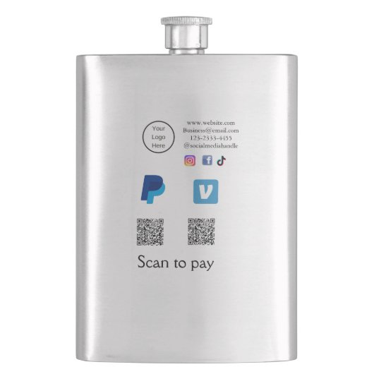 Flasque Code QR PayPal venmo scan pay ajouter médias socia (devant)
