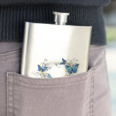 Flasque Coeur bijoux avec papillons Morpho (En situation)