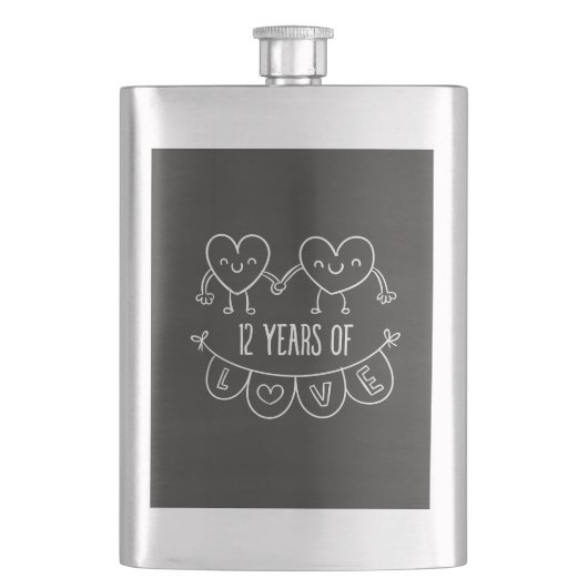 Flasque Coeurs de calèche-cadeaux du 12e anniversaire (devant)